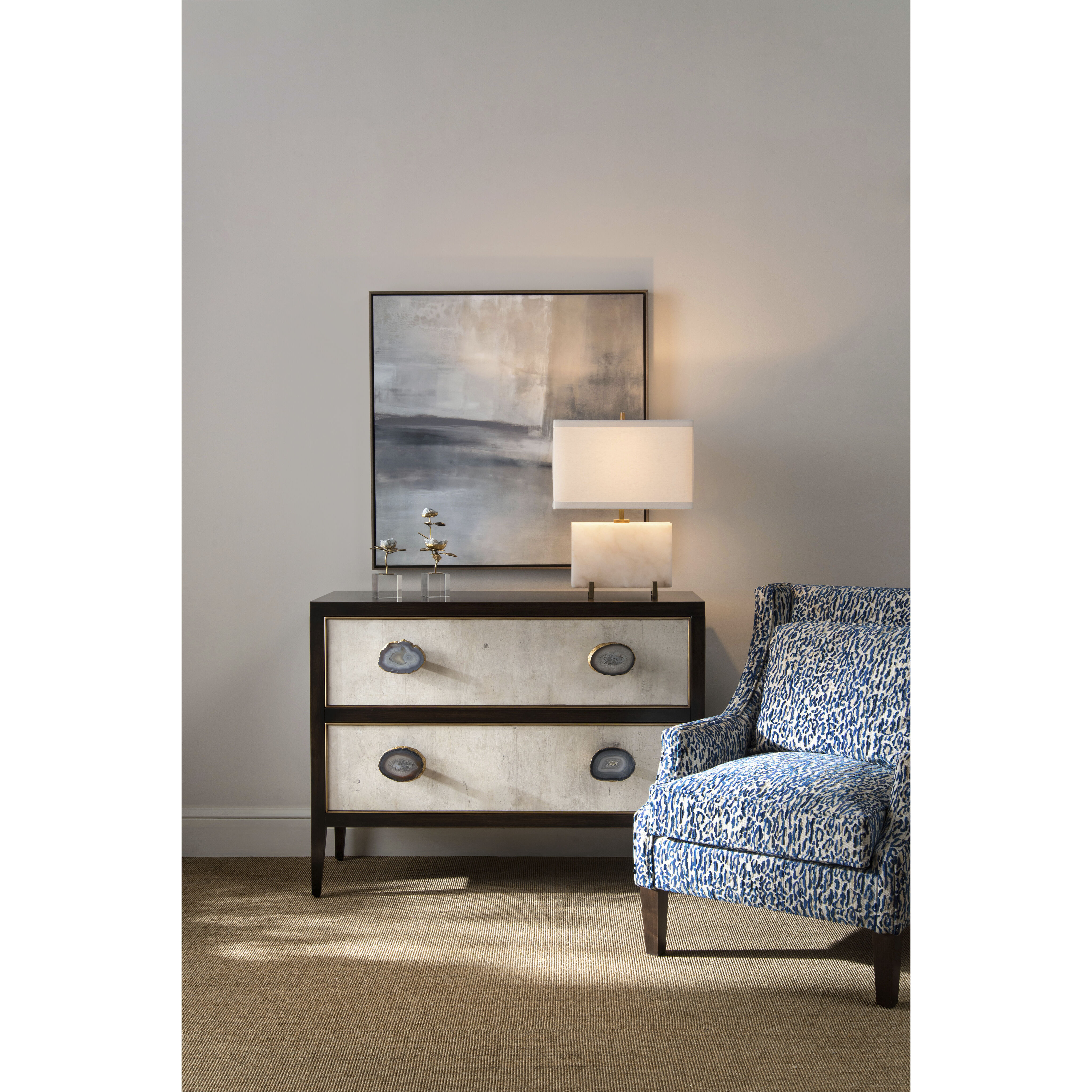 Palma Windsor Black Wtiza Gesso Chest, Two Drawers